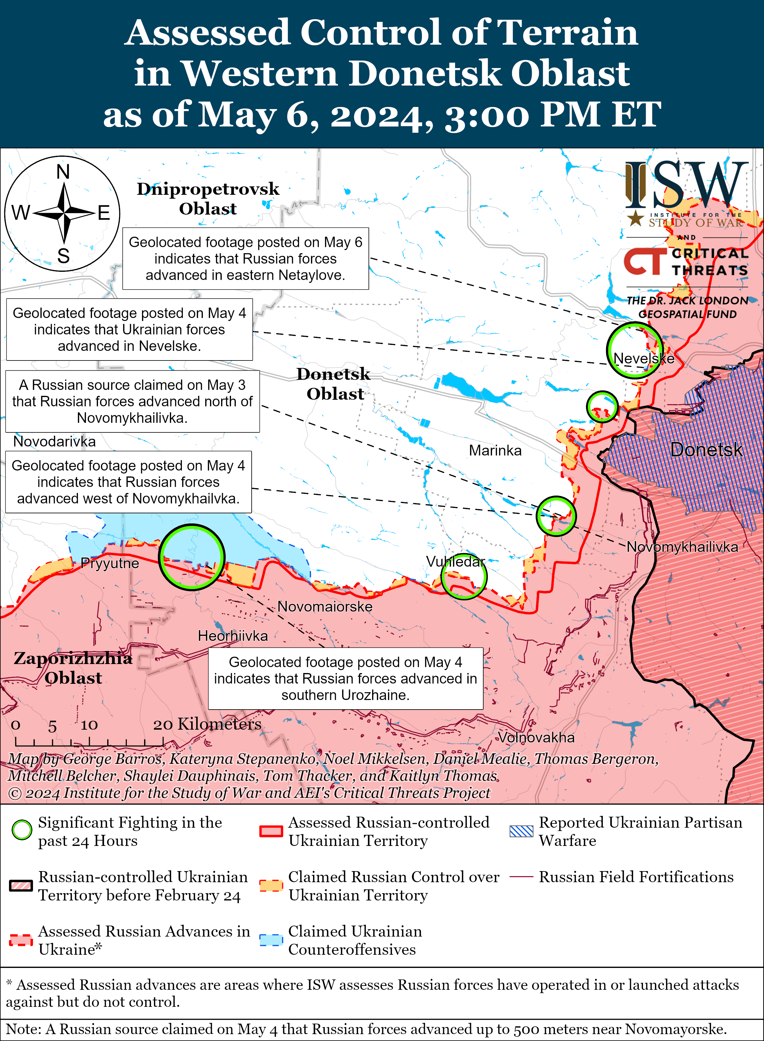 Російські окупанти просунулися у чотирьох фронтових областях: карти ISW